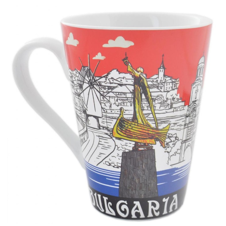 Чаша, България, Керамична, Червен/Бял