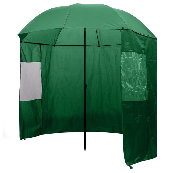 Umbrela Camping Zakito Europe, 240x210cm, Rezistenta la Apa, UV, Ciemnozielony, cu Geanta Transport