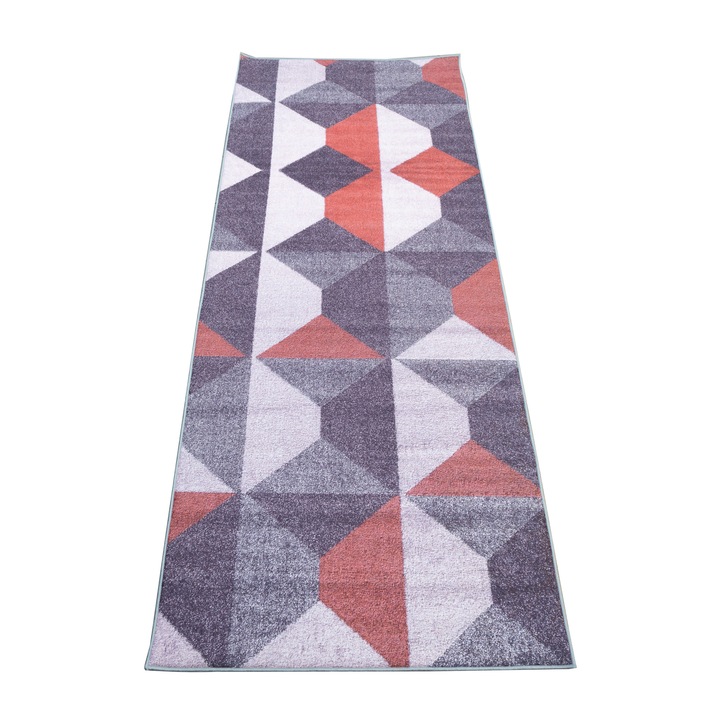 Килим Pin Trade SRL Digital HL, 80x200 см, 4 мм, Полиестер, Триъгълници, Кафяв/Сив