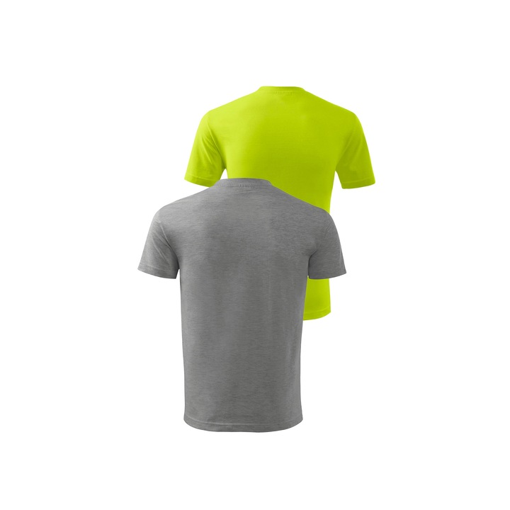 Set 2 tricouri pentru copii, Malfini, Classic, Gri inchis/Lime, 122 CM