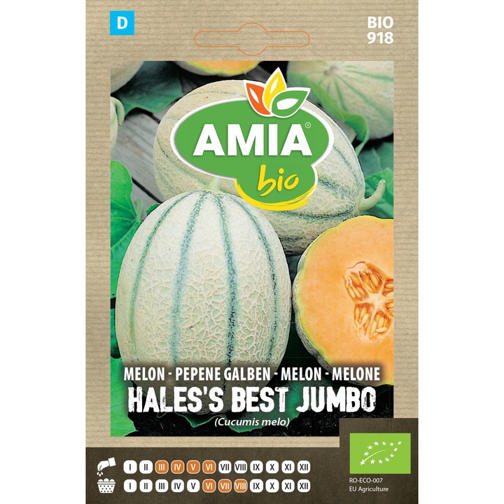 Seminte bio de pepene galben Hales's Best Jumbo, 1 gram, AMIA