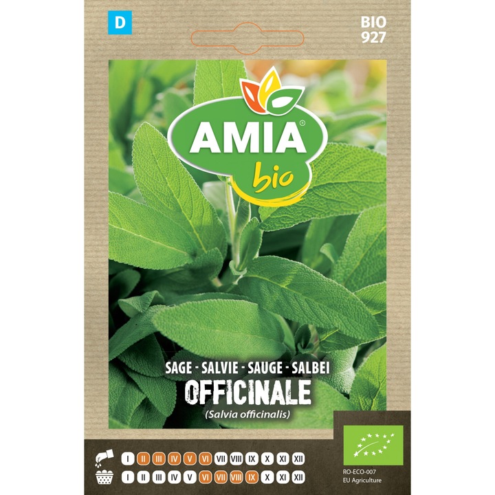 Seminte bio de salvia Officinale, 1 gram, AMIA