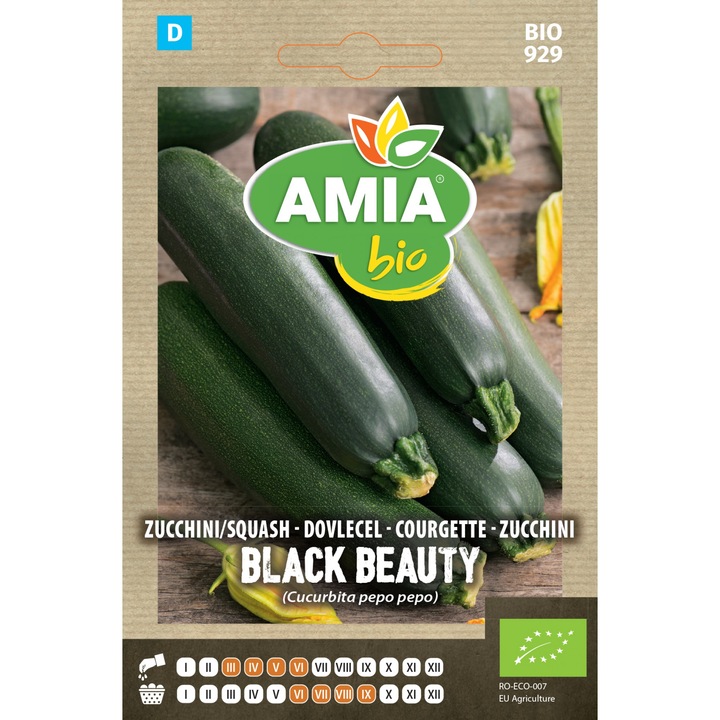 Seminte bio de dovlecel Black Beauty, 2 grame, AMIA