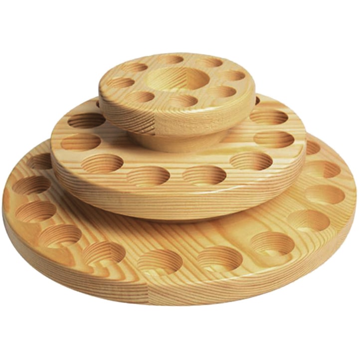 Suport uleiuri esentiale, 39 sticlute, rotativ, rotund, din lemn, 27 x 12.5cm