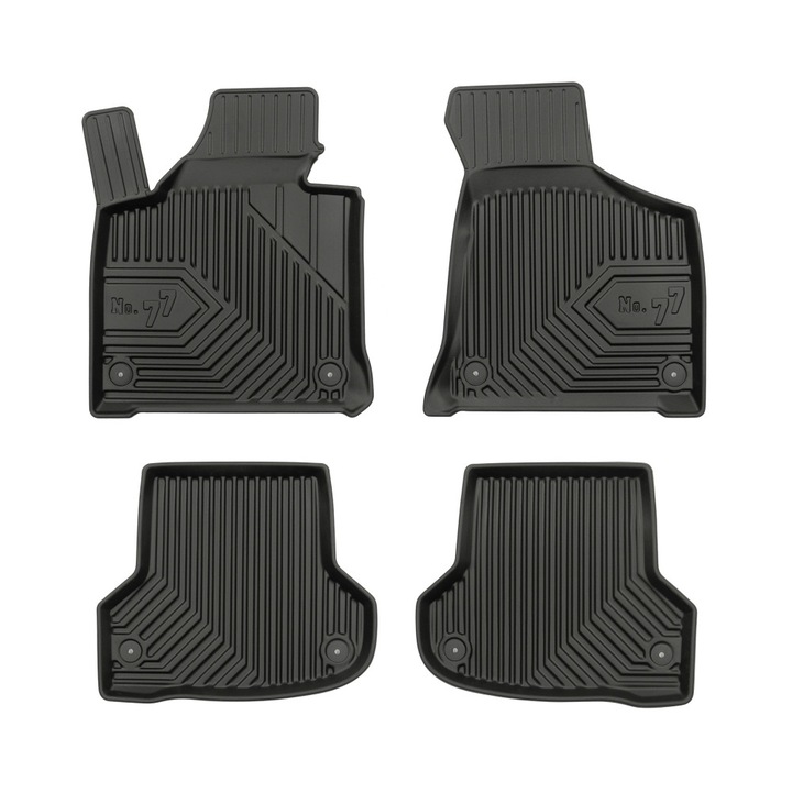 Set 5 Covorase din cauciuc pentru podea, Frogum, No.77, pentru Audi A3 8P Hatchback 2003-2013, Audi A3 Sportback 8P Hatchback 2003-2013 5 usi, Audi RS3 8P Hatchback 2003-2013 Negru Cauciuc