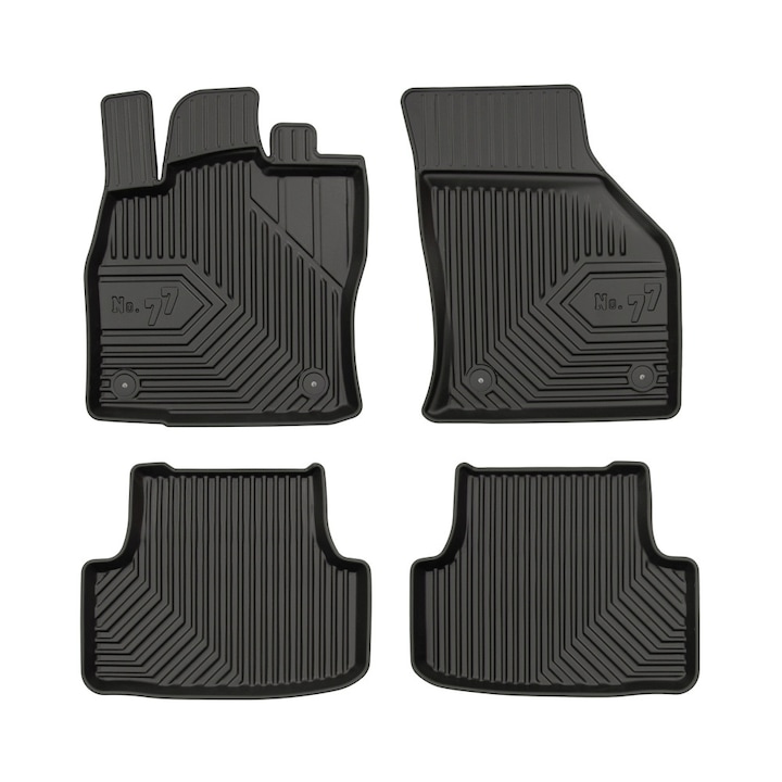 Set 4 Covorase din cauciuc pentru podea, Frogum, No.77, pentru Volkswagen Golf VII 2012-2020 Negru Cauciuc