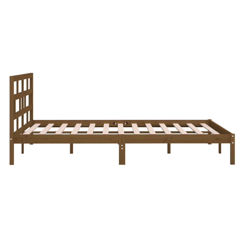 Cadru pat King Size 5FT, maro miere, 150x200 cm, lemn masiv, 24,25 kg