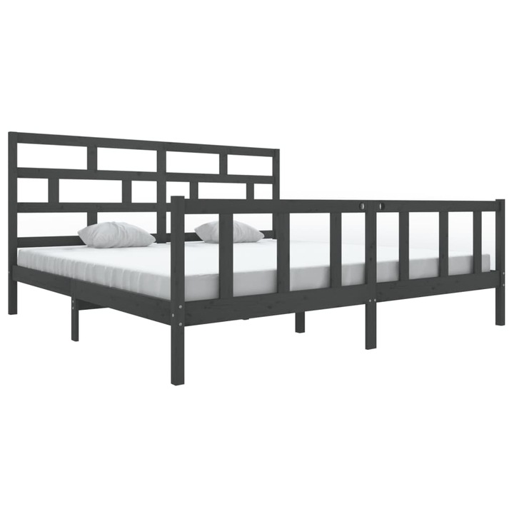 vidaXL szürke tömör fenyőfa ágykeret 200 x 200 cm 29.8 kg 3101370
