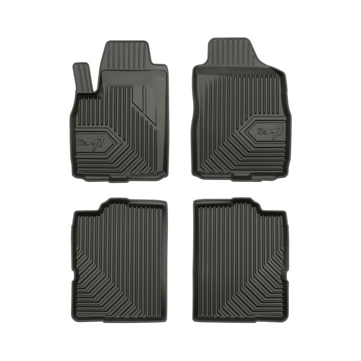 Set 5 Covorase din cauciuc pentru podea, Frogum, No.77, pentru Fiat Panda II Hatchback 2003-2012 Negru Cauciuc