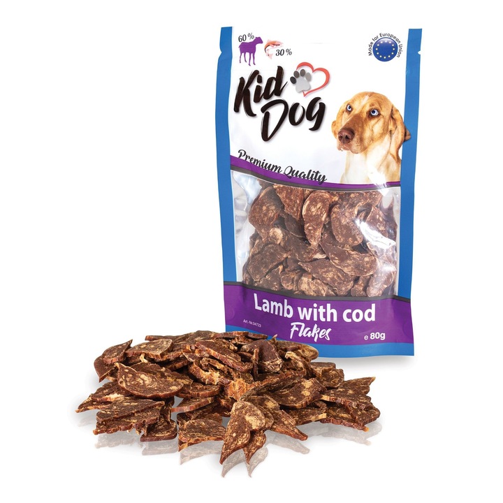 KID DOG Jutalomfalat Bárányos 52% és tengeri tőkehal 30%, 80 g, A04723