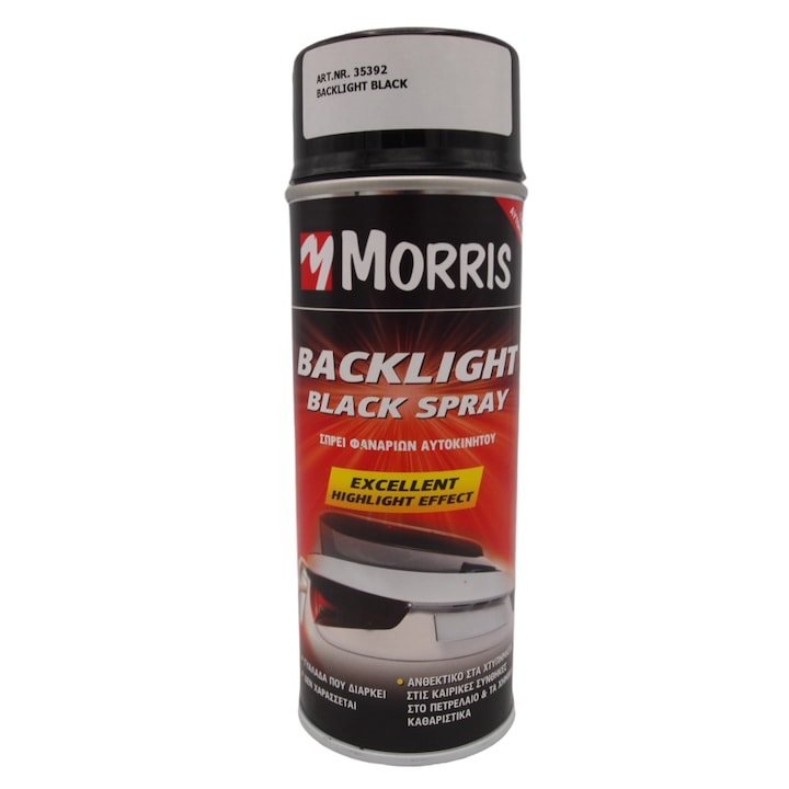 Spray profesional pentru stopuri fumurii, Morris, Backlight Black Spray, semi-transparent, 400ml