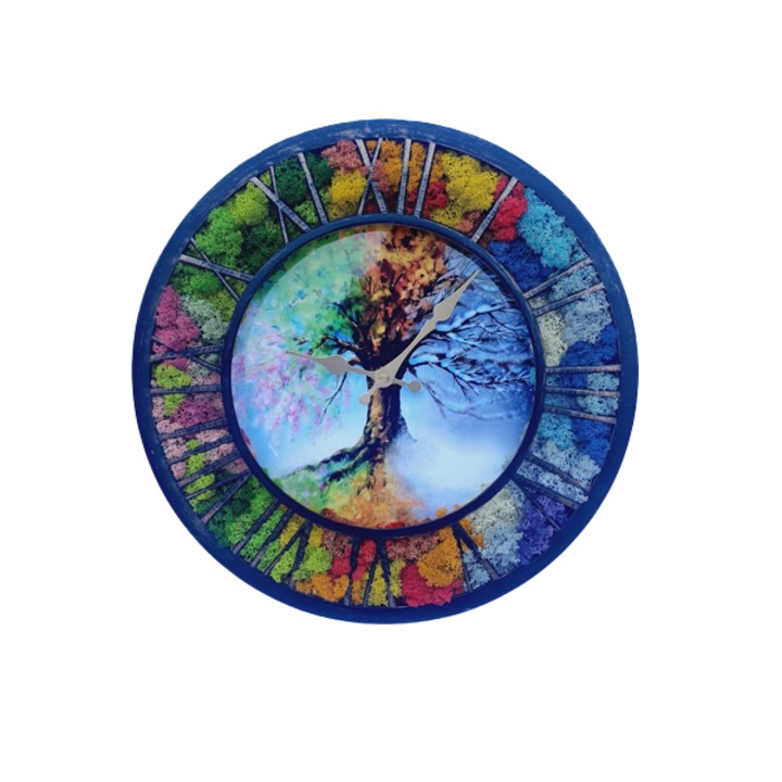 Ceas cu licheni 4 Anotimpuri, 40 cm diametru
