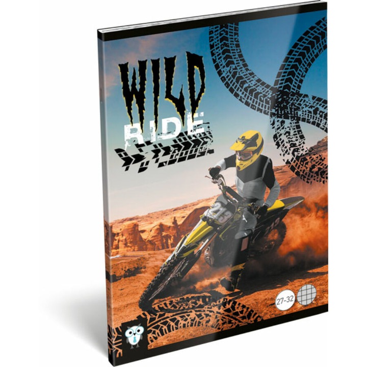Füzet tűzött A/5 kockás 27-32 Kis Bagoly Wild Ride
