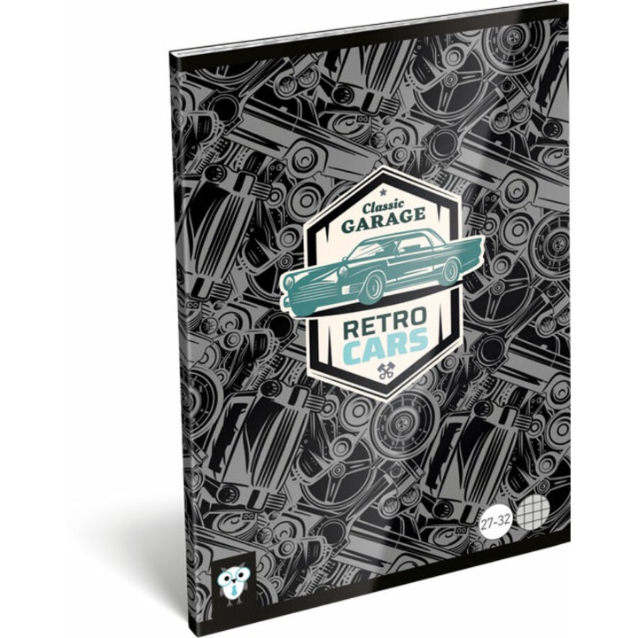 Füzet tűzött A/5 kockás 27-32 Kis Bagoly Retro Car