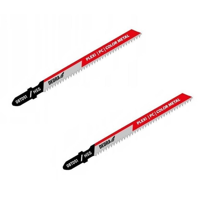 Panza, lama, fierastrau pendular, pentru plexiglas, policarbonat, metale neferoase, HSS, set 2 buc, 100 mm, Dedra