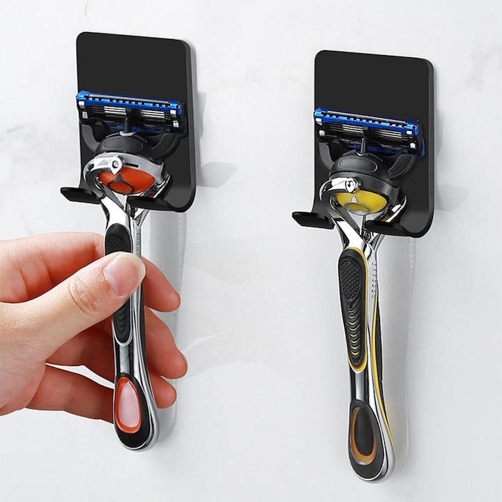 Set 6 suporturi baie, PARAFASA, Inox, Negru