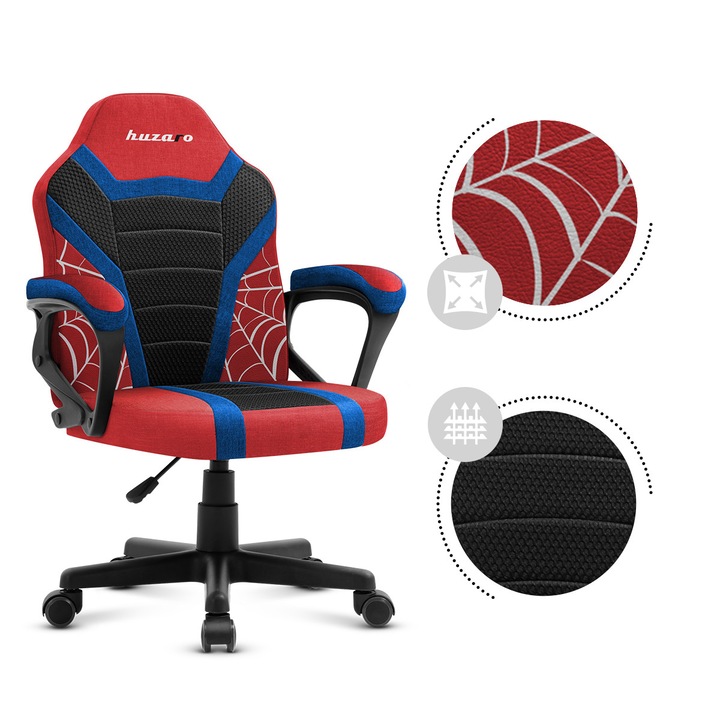 Huzaro Gyerek gaming szék, Ranger 1.0 Spider Mesh, ergonomikus, Piros/Fekete
