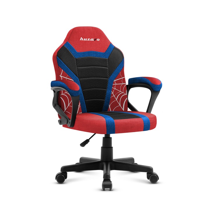 Детски гейминг стол Huzaro, Ranger 1.0 Spider Mesh, Ергономичен, Червен/Син