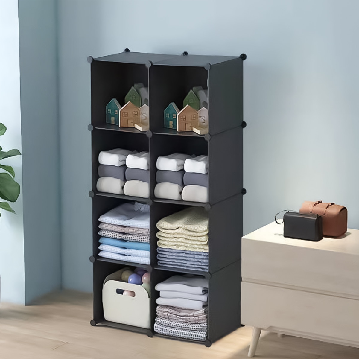 Dulap Modular, 8 Compartimente, Naimeed D4138, 60x30x120, Negru - eMAG.ro