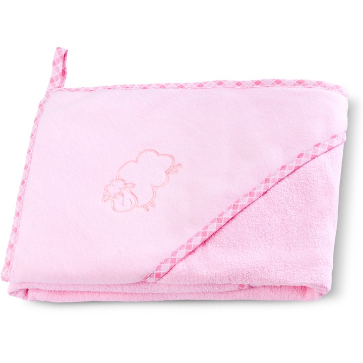 Prosop de baie cu gluga, Sensillo, Plus, 80x80 cm, Roz