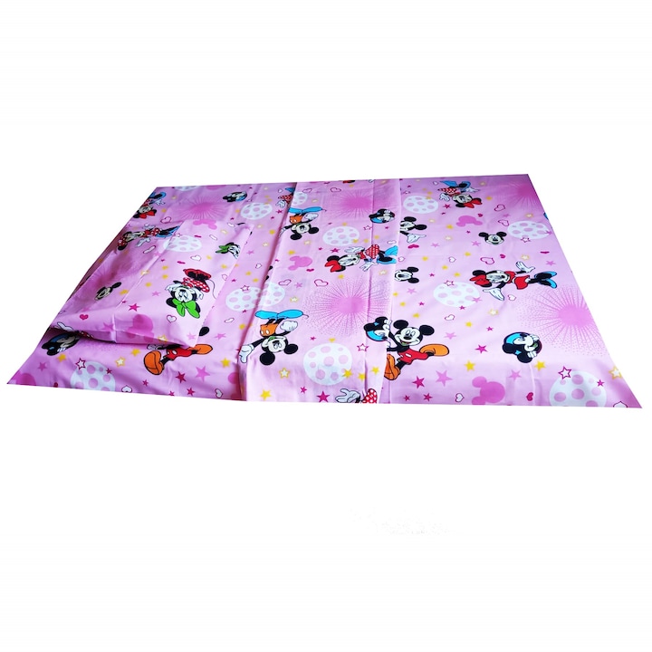 Lenjerie pat, 3 piese MCF, Mickey si Minnie mouse, multicolor, 90x200 cm
