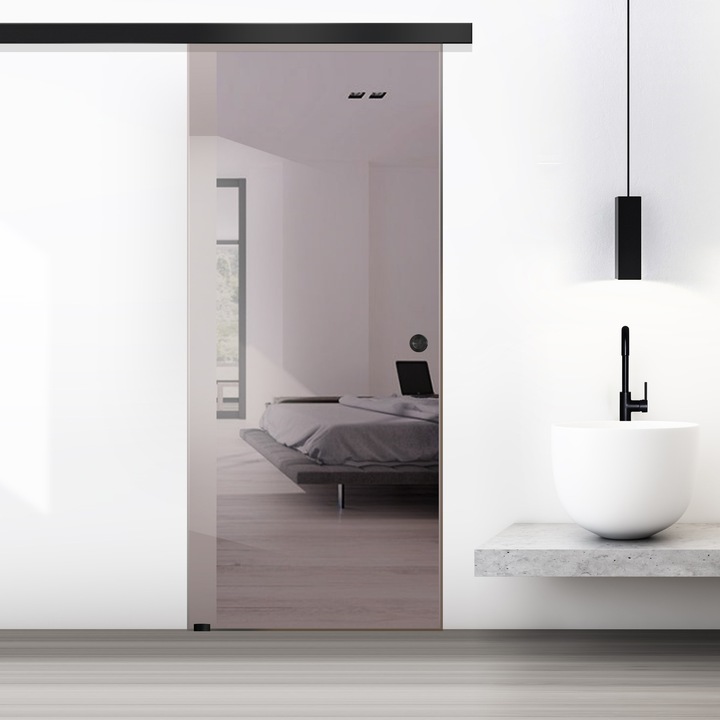 Usa culisanta Boss ® Black, 60x215 cm, sticla 8 mm bronz securizata, glisanta in ambele directii