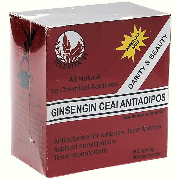 Ceai antiadipos strong cu ginseng, Dainty & Beauty, 30 plicuri, Televita 91 Meheco