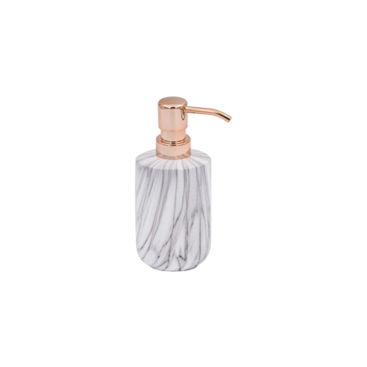 Dispenser sapun lichid, ceramic, alb marmorat, 7x16,5 cm
