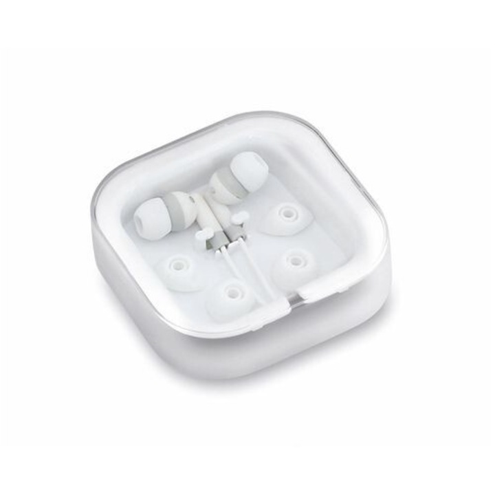 Casti in-ear pentru telefon cu fir si protectii de silicon rezerva, Jack 3.5 mm Albe Cort