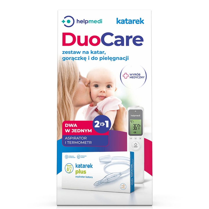 Aspirator nazal, Katarek, Manual, Alb/Albastru + Termometru