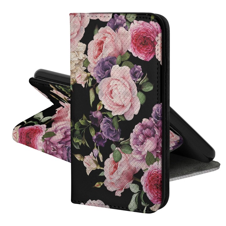Калъф, съвместим със Samsung Galaxy A52 5G, На цветя, Тип книга, Екологична кожа