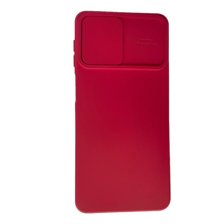 Силиконов калъф за Samsung Galaxy M52 5G, Privacy, Anti Spy, Camera Cover and Protection, Lens Cover, Full Protection, Microfiber Interior, Red