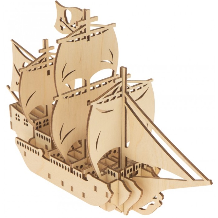 Kit de constructie Nava, Munda Mundi, 3D, Lemn, Bej