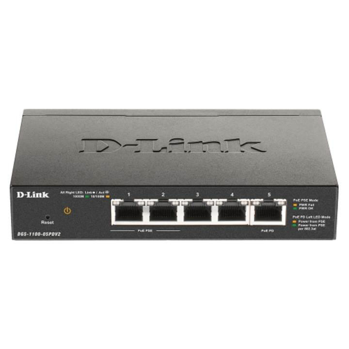 Switch D-Link DGS-1100-05PDV2, 5 port, 10/100/1000 Mbps