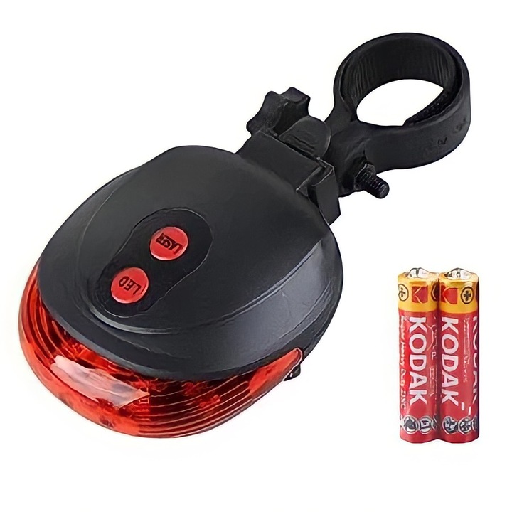 Stop LED-uri pentru bicicleta, proiectie laser culoar siguranta, alimentare baterii AAA, rezistent la apa