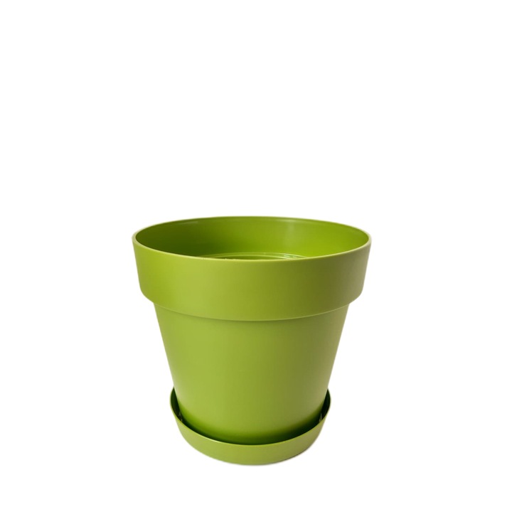 Kúpos dekoratív edény 3,5 liter tartólappal, H17,7 cm, D 20 cm, zöld