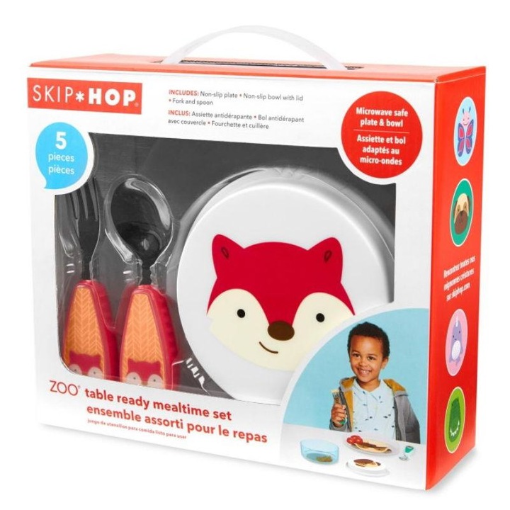 Ebédkészlet tányér, tál fedővel, evőeszközök, Fox, Skip Hop