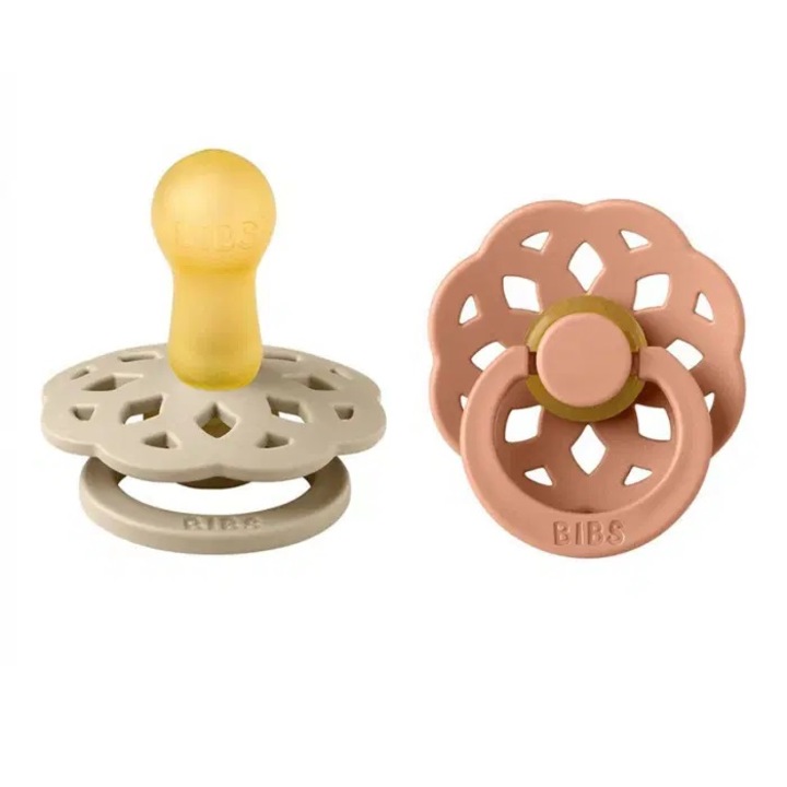 Set 2 suzete, Bibs, Cauciuc, 6 luni+, Roz/Bej