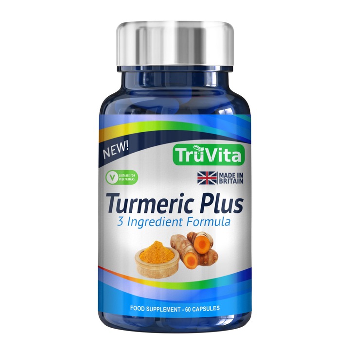 Turmeric Plus Truvita Antiinflamator natural puternic pe baza de turmeric cu ghimbir si piper negru 60 de capsule formula britanica