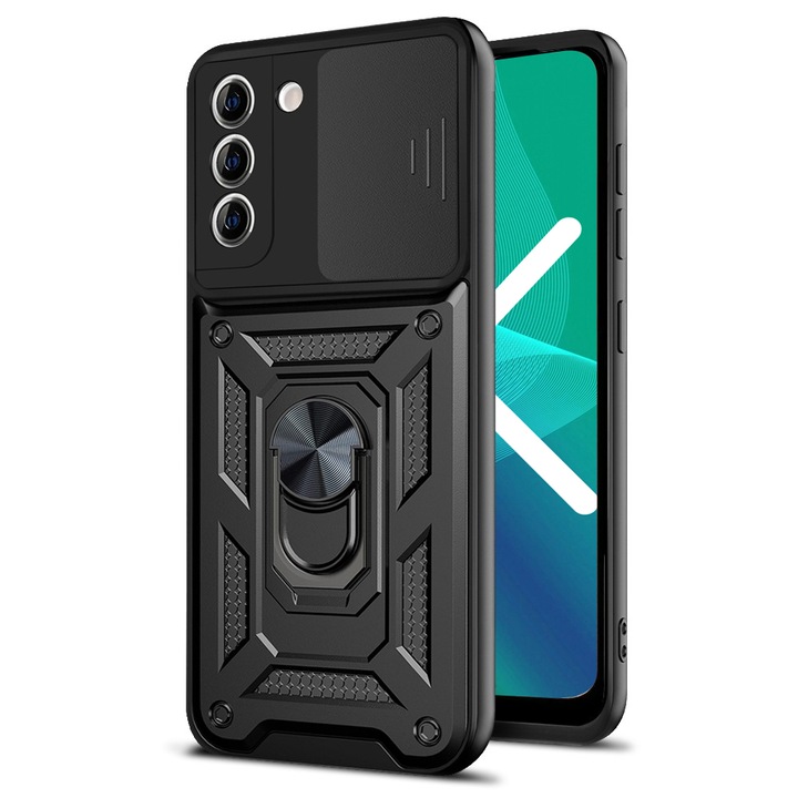 Удароустойчив Гръб Armor, Защита на камерата, за Samsung Galaxy S21 FE, Черен