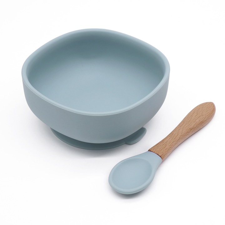 Szilikon tál + kanál készlet, Martons, 350 ml, Kék