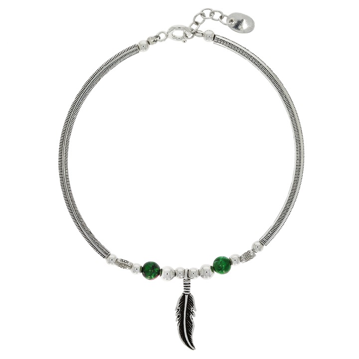 Bratara Argint cu Jasp si Pana