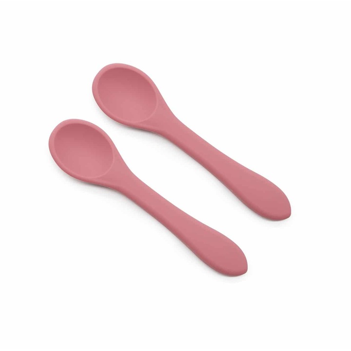 2 db-os gyerekkanál készlet, Martons, Szilikon, Rózsaszín