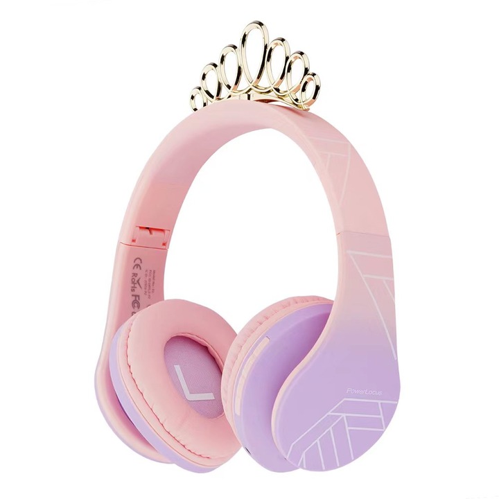 Детски слушалки PowerLocus, Bluetooth, Micro SD slot, Princess