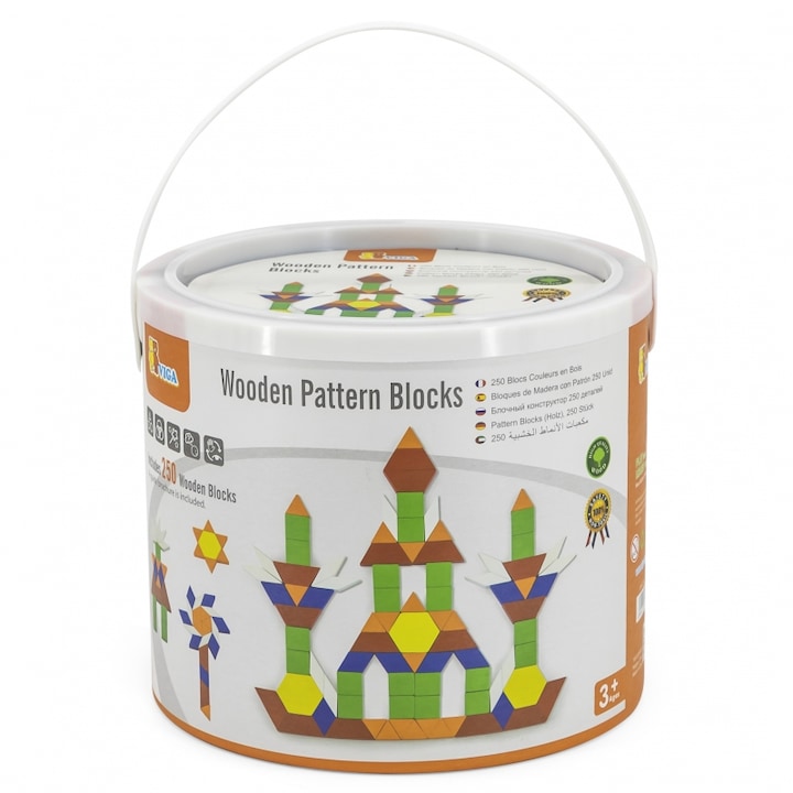 Комплект от 250 блокчета, Viga Toys, Wood, 3 години+, Многоцветни