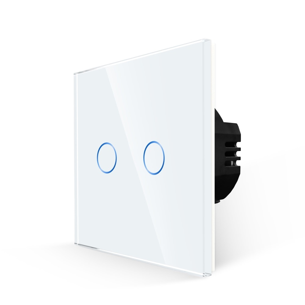 Intrerupator Dublu variator cu Touch din Sticla LUXION, Alb