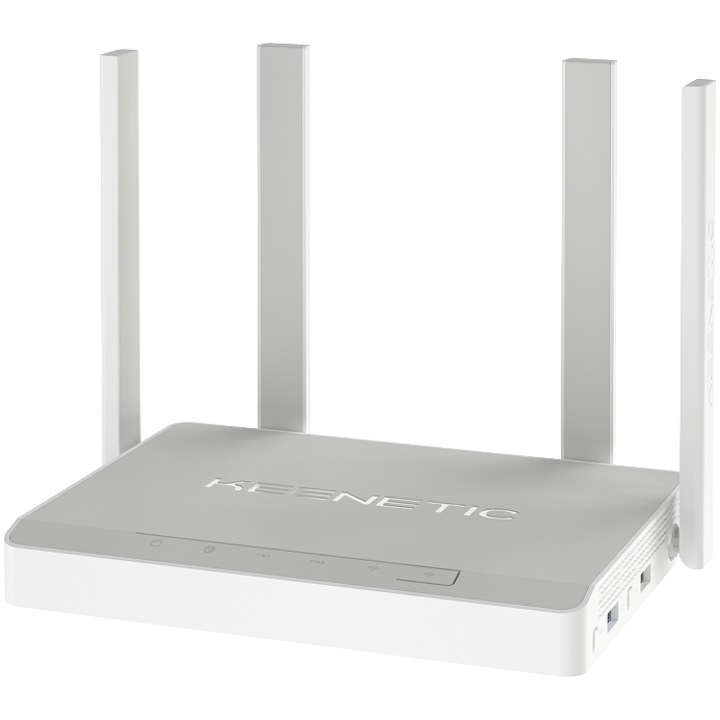 Router Wireless, Keenetic, Gigabit Wi-Fi Mesh AC2600 cu 2 benzi, CPU cu 2 nuclee, Switch Smart Gigabit cu 5 porturi, Port Combo SFP, porturi USB 2.0 si USB 3.0, 4 antene, Alb