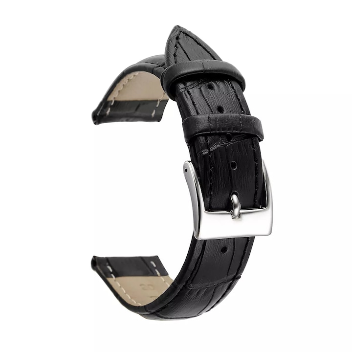 WatchBand™ Vintage каишка от естествена кожа, Съвместима с Samsung Galaxy Watch, Huawei Watch GT/GT 2 46 mm, Garmin и други часовници с 22 mm ширина на каишката, Черен