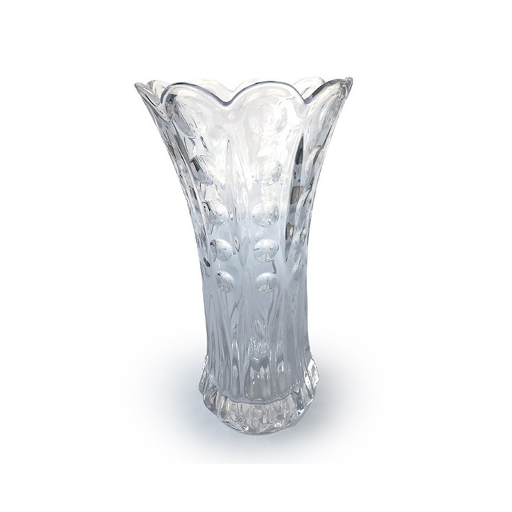 Стъклена ваза с флорален мотив, М3, 12х24 см