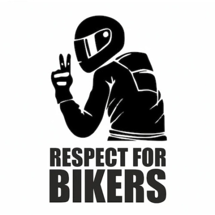 Стикер Respect for Bikers, бял, 15см